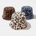 Women   Men Rabbit Hair Leopard Pattern Warm Casual Soft All  match Outdoor Bucket Hat