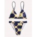 Women Geometric Print Triangle String Backless Swimsuit High Waist Bikini