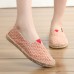 Women Large Size Solid Color Slip  on Espadrilles Fisherman Flat Shoes