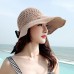 Women Memory Steel Wire Brim Bow Design Straw Hat Foldable Big Brim Summer Sunshade Suncreen Empty Top Hat Bucket Hat