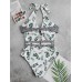 Flora Print Criss Cross Lace  up Backless Swimwear For Ladies